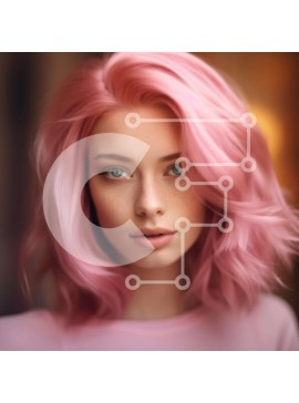 Σετ των 2 Intra Συλλεκτικό Ξύλινο Παζλ Plywood  4mm - Εκπληκτική εικόνα μιας γυναίκας με ροζ μαλλιά και μπλε μάτια Σε Ξύλινο Κουτί - Διαστάσεις: 10x10 cm – 25 κομμάτια