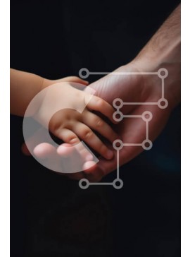 Intra Συλλεκτικό Ξύλινο Παζλ Plywood  4mm - Άνδρας και παιδί κρατώντας τα χέρια στο σκοτάδι Σε Ξύλινο Κουτί - Διαστάσεις Puzzle: 10x10 cm – 25 κομμάτια