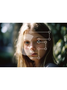 Intra Συλλεκτικό Ξύλινο Παζλ Plywood  4mm - Πορτρέτο ενός νεαρού κοριτσιού με ξανθά μαλλιά και μπλε μάτια Σε Ξύλινο Κουτί - Διαστάσεις Puzzle: 10x10 cm – 25 κομμάτια