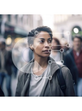 Intra Συλλεκτικό Ξύλινο Παζλ Plywood  4mm - Άνετα ντυμένοι άνθρωποι που περπατούν στην πολυσύχναστη οδό της πόλης Σε Ξύλινο Κουτί - Διαστάσεις Puzzle: 10x10 cm – 25 κομμάτια