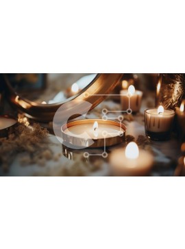 Intra Συλλεκτικό Ξύλινο Παζλ Plywood  4mm - Ομάδα κεριών σε ένα τραπέζι με περίτεχνο καθρέφτη Σε Ξύλινο Κουτί - Διαστάσεις Puzzle: 10x10 cm – 25 κομμάτια