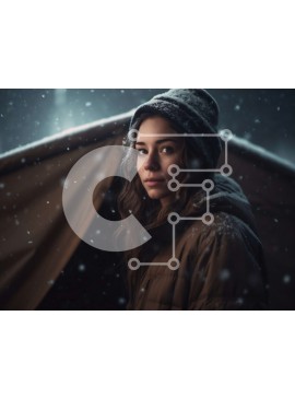 Intra Συλλεκτικό Ξύλινο Παζλ Plywood  4mm - Όμορφη εικόνα νεαρής γυναίκας σε χιονισμένο τοπίο Σε Ξύλινο Κουτί - Διαστάσεις: 10x10 cm – 25 κομμάτια