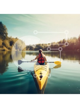 Intra Συλλεκτικό Ξύλινο Παζλ Plywood  4mm - Εκπληκτική εικόνα μιας γυναίκας που κάνει καγιάκ σε μια ήρεμη λίμνη Σε Ξύλινο Κουτί - Διαστάσεις Puzzle: 10x10 cm – 25 κομμάτια