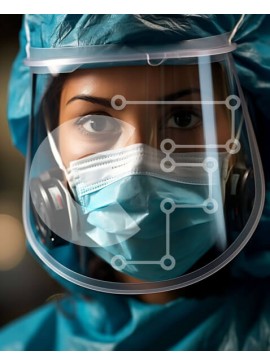 Intra Συλλεκτικό Ξύλινο Παζλ Plywood  4mm - Σοβαρή γυναίκα με μπλε χειρουργική μάσκα και προστατευτική στολή Σε Ξύλινο Κουτί - Διαστάσεις Puzzle: 10x10 cm – 25 κομμάτια