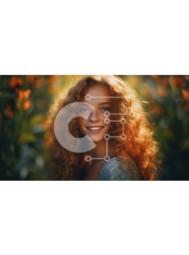 Intra Συλλεκτικό Ξύλινο Παζλ Plywood  4mm - Όμορφη εικόνα μιας γυναίκας με κόκκινα μαλλιά σε ένα χωράφι αγριολούλουδων Σε Ξύλινο Κουτί - Διαστάσεις Puzzle: 10x10 cm – 25 κομμάτια