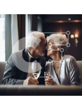 Intra Συλλεκτικό Ξύλινο Παζλ Plywood  4mm - Υπέροχο ηλικιωμένο ζευγάρι σε ένα εστιατόριο Σε Ξύλινο Κουτί - Διαστάσεις Puzzle: 10x10 cm – 25 κομμάτια