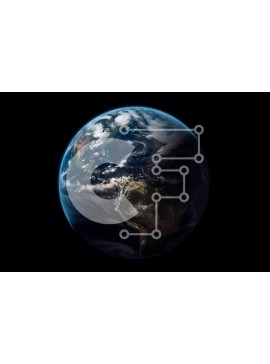 Intra Συλλεκτικό Ξύλινο Παζλ Plywood  4mm - Ασπρόμαυρη εικόνα της γης από το διάστημα Σε Ξύλινο Κουτί - Διαστάσεις Puzzle: 10x10 cm – 25 κομμάτια