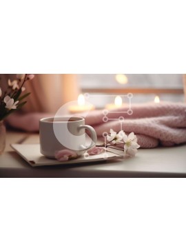 Σετ των 2 Intra Συλλεκτικό Ξύλινο Παζλ Plywood  4mm - Φλιτζάνι καφέ με λουλούδια και κεριά Σε Ξύλινο Κουτί - Διαστάσεις: 10x10 cm – 25 κομμάτια