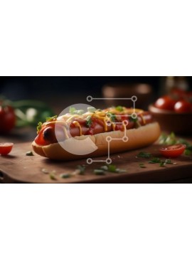 Σετ των 2 Intra Συλλεκτικό Ξύλινο Παζλ Plywood  4mm - Απολαυστική εικόνα ενός χοτ-ντογκ με κέτσαπ και μουστάρδα σε ένα ξύλινο τραπέζι Σε Ξύλινο Κουτί - Διαστάσεις: 10x10 cm – 25 κομμάτια