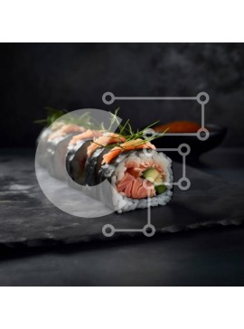 Σετ των 2 Intra Συλλεκτικό Ξύλινο Παζλ Plywood  4mm - Απολαύστε ένα γευστικό ρολό σούσι με σολομό και αγγούρι Σε Ξύλινο Κουτί - Διαστάσεις: 10x10 cm – 25 κομμάτια