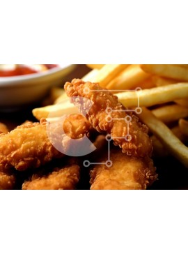 Σετ των 2 Intra Συλλεκτικό Ξύλινο Παζλ Plywood  4mm - Νόστιμες τηγανητές κοτομπουκιές με πατάτες και κέτσαπ Σε Ξύλινο Κουτί - Διαστάσεις: 10x10 cm – 25 κομμάτια