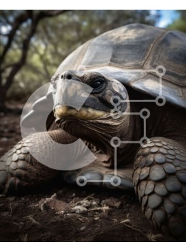 Σετ των 2 Intra Συλλεκτικό Ξύλινο Παζλ Plywood  4mm - Όμορφη εικόνα μιας χελώνας των Γκαλαπάγκος με το κεφάλι γερμένο Σε Ξύλινο Κουτί - Διαστάσεις: 10x10 cm – 25 κομμάτια