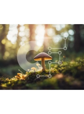 Intra Συλλεκτικό Ξύλινο Παζλ Plywood  4mm - Μικρό μανιτάρι σε ποώδη έδαφος στο δάσος Σε Ξύλινο Κουτί - Διαστάσεις: 10x10 cm – 25 κομμάτια