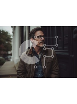 Intra Συλλεκτικό Ξύλινο Παζλ Plywood  4mm - Άνδρας με καφέ σακάκι και γυαλιά που κοιτάζει την απόσταση Σε Ξύλινο Κουτί - Διαστάσεις Puzzle: 10x10 cm – 25 κομμάτια