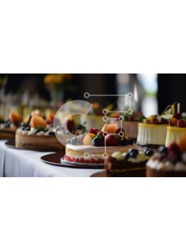 Σετ των 2 Intra Συλλεκτικό Ξύλινο Παζλ Plywood  4mm - Νόστιμη εικόνα με κέικ, τάρτες και αρτοσκευάσματα σε ένα τραπέζι Σε Ξύλινο Κουτί - Διαστάσεις: 10x10 cm – 25 κομμάτια