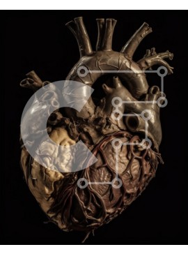 Intra Συλλεκτικό Ξύλινο Παζλ Plywood  4mm - Ρεαλιστική εικόνα μιας ανθρώπινης καρδιάς που χτυπά με φλέβες και αρτηρίες Σε Ξύλινο Κουτί - Διαστάσεις Puzzle: 10x10 cm – 25 κομμάτια