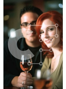 Intra Συλλεκτικό Ξύλινο Παζλ Plywood  4mm - Χαμογελαστό ζευγάρι που απολαμβάνει το κρασί μαζί Σε Ξύλινο Κουτί - Διαστάσεις Puzzle: 10x10 cm – 25 κομμάτια