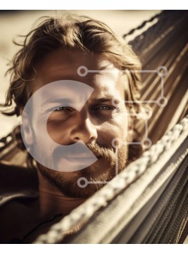 Intra Συλλεκτικό Ξύλινο Παζλ Plywood  4mm - Χαλαρός άνδρας σε μια αιώρα στην παραλία Σε Ξύλινο Κουτί - Διαστάσεις Puzzle: 10x10 cm – 25 κομμάτια