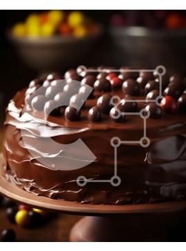 Σετ των 2 Intra Συλλεκτικό Ξύλινο Παζλ Plywood  4mm - Κέικ σοκολάτας με γλάσο σοκολάτας και πασπαλίζουμε από πάνω Σε Ξύλινο Κουτί - Διαστάσεις: 10x10 cm – 25 κομμάτια