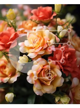 Intra Συλλεκτικό Ξύλινο Παζλ Plywood  4mm - Πολύχρωμο μπουκέτο με τεχνητά τριαντάφυλλα σε βάζο Σε Ξύλινο Κουτί - Διαστάσεις Puzzle: 10x10 cm – 25 κομμάτια