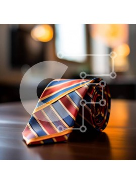 Σετ των 2 Intra Συλλεκτικό Ξύλινο Παζλ Plywood  4mm - Πολύχρωμη ριγέ γραβάτα σε ξύλινο τραπέζι Σε Ξύλινο Κουτί - Διαστάσεις: 10x10 cm – 25 κομμάτια