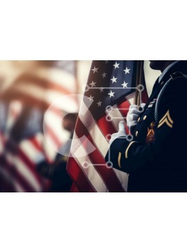 Intra Συλλεκτικό Ξύλινο Παζλ Plywood  4mm - Ομάδα στρατιωτικού προσωπικού που κρατά αμερικανική σημαία Σε Ξύλινο Κουτί - Διαστάσεις Puzzle: 10x10 cm – 25 κομμάτια