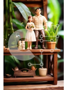 Intra Συλλεκτικό Ξύλινο Παζλ Plywood  4mm - Ειδώλια γάμου σε ξύλινο ράφι Σε Ξύλινο Κουτί - Διαστάσεις Puzzle: 10x10 cm – 25 κομμάτια