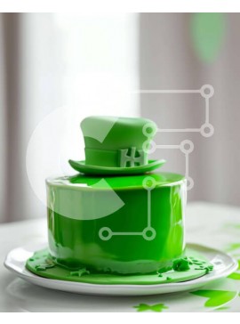 Σετ των 2 Intra Συλλεκτικό Ξύλινο Παζλ Plywood  4mm - Πράσινη τούρτα του Αγίου Πατρικίου με καπέλα και φύλλα καλλικάτζαρου Σε Ξύλινο Κουτί - Διαστάσεις: 10x10 cm – 25 κομμάτια