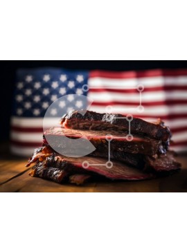 Σετ των 2 Intra Συλλεκτικό Ξύλινο Παζλ Plywood  4mm - American Barbecue Ribs με θέμα 4 Ιουλίου Σε Ξύλινο Κουτί - Διαστάσεις: 10x10 cm – 25 κομμάτια