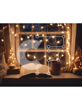 Intra Συλλεκτικό Ξύλινο Παζλ Plywood  4mm - Ανοιχτό βιβλίο σε ένα περβάζι με φόντο χριστουγεννιάτικο δέντρο Σε Ξύλινο Κουτί - Διαστάσεις Puzzle: 10x10 cm – 25 κομμάτια