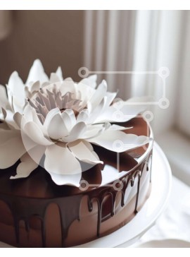 Σετ των 2 Intra Συλλεκτικό Ξύλινο Παζλ Plywood  4mm - Κέικ σοκολάτας με λευκά και καφέ λουλούδια Σε Ξύλινο Κουτί - Διαστάσεις: 10x10 cm – 25 κομμάτια