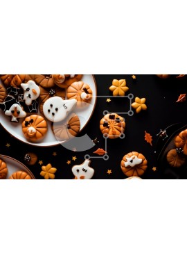 Σετ των 2 Intra Συλλεκτικό Ξύλινο Παζλ Plywood  4mm - Μπισκότα με θέμα το Halloween σε μαύρο φόντο Σε Ξύλινο Κουτί - Διαστάσεις: 10x10 cm – 25 κομμάτια