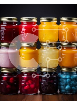 Σετ των 2 Intra Συλλεκτικό Ξύλινο Παζλ Plywood  4mm - Πολύχρωμη συλλογή από κονσέρβες σε βάζα: μαρμελάδες, ζελέ και μαρμελάδες Σε Ξύλινο Κουτί - Διαστάσεις: 10x10 cm – 25 κομμάτια