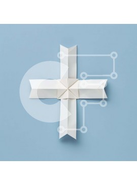 Intra Συλλεκτικό Ξύλινο Παζλ Plywood  4mm - Σταυρός Origami σε μπλε φόντο Σε Ξύλινο Κουτί - Διαστάσεις Puzzle: 10x10 cm – 25 κομμάτια