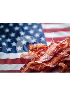 Σετ των 2 Intra Συλλεκτικό Ξύλινο Παζλ Plywood  4mm - Σωρός μπέικον στην αμερικανική σημαία Σε Ξύλινο Κουτί - Διαστάσεις: 10x10 cm – 25 κομμάτια