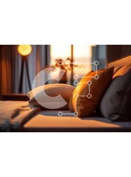 Intra Συλλεκτικό Ξύλινο Παζλ Plywood  4mm - Όμορφη εικόνα ενός υπνοδωματίου με θέα στην πόλη στο ηλιοβασίλεμα Σε Ξύλινο Κουτί - Διαστάσεις Puzzle: 10x10 cm – 25 κομμάτια