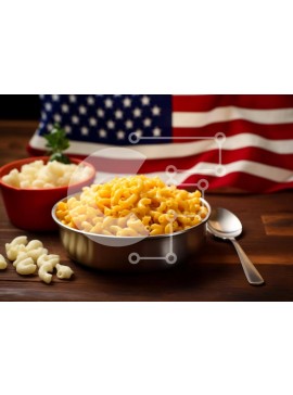 Σετ των 2 Intra Συλλεκτικό Ξύλινο Παζλ Plywood  4mm - Μακαρόνια και τυρί με φόντο αμερικανική σημαία Σε Ξύλινο Κουτί - Διαστάσεις: 10x10 cm – 25 κομμάτια