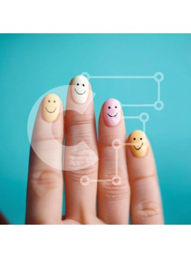 Σετ των 2 Intra Συλλεκτικό Ξύλινο Παζλ Plywood  4mm - Σχέδιο νυχιών με πολύχρωμα Smiley Faces Σε Ξύλινο Κουτί - Διαστάσεις: 10x10 cm – 25 κομμάτια