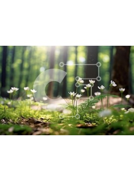 Intra Συλλεκτικό Ξύλινο Παζλ Plywood  4mm - Όμορφη εικόνα ενός ηλιόλουστου δάσους με λευκά λουλούδια Σε Ξύλινο Κουτί - Διαστάσεις: 10x10 cm – 25 κομμάτια