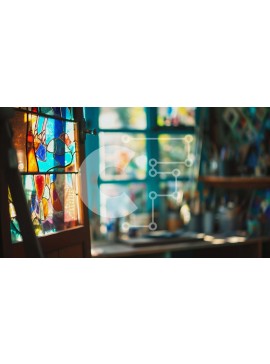 Intra Συλλεκτικό Ξύλινο Παζλ Plywood  4mm - Δωμάτιο με πολύχρωμα βιτρό και συλλογή έργων τέχνης Σε Ξύλινο Κουτί - Διαστάσεις Puzzle: 10x10 cm – 25 κομμάτια