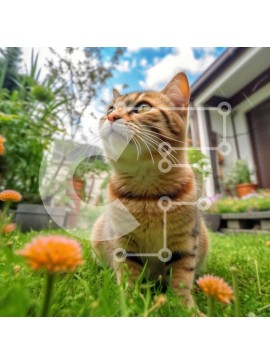 Intra Συλλεκτικό Ξύλινο Παζλ Plywood  4mm - Αξιολάτρευτη ριγέ εικόνα γάτας με φόντο όμορφο λουλούδι Σε Ξύλινο Κουτί - Διαστάσεις: 10x10 cm – 25 κομμάτια