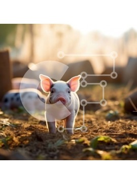 Intra Συλλεκτικό Ξύλινο Παζλ Plywood  4mm - Χαριτωμένη εικόνα ενός γουρουνιού σε ένα χωράφι με άλλα γουρούνια Σε Ξύλινο Κουτί - Διαστάσεις: 10x10 cm – 25 κομμάτια