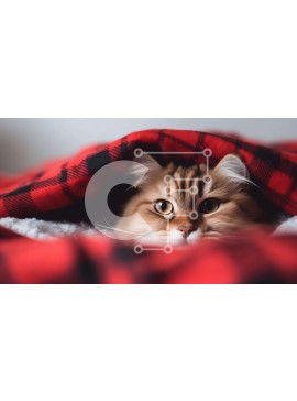 Intra Συλλεκτικό Ξύλινο Παζλ Plywood  4mm - Περίεργη γάτα που κρυφοκοιτάζει κάτω από μια κουβέρτα Σε Ξύλινο Κουτί - Διαστάσεις: 10x10 cm – 25 κομμάτια