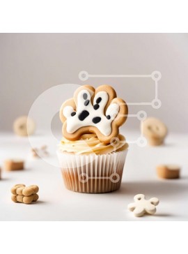 Σετ των 2 Intra Συλλεκτικό Ξύλινο Παζλ Plywood  4mm - Νόστιμο Cupcake με στάμπα σκύλου με χαριτωμένα πασπαλίσματα με θέμα τον σκύλο Σε Ξύλινο Κουτί - Διαστάσεις: 10x10 cm – 25 κομμάτια