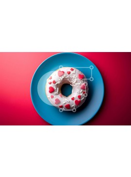 Σετ των 2 Intra Συλλεκτικό Ξύλινο Παζλ Plywood  4mm - Ντόνατ σε σχήμα καρδιάς με κόκκινες και λευκές καρδιές σε μπλε πιάτο Σε Ξύλινο Κουτί - Διαστάσεις: 10x10 cm – 25 κομμάτια