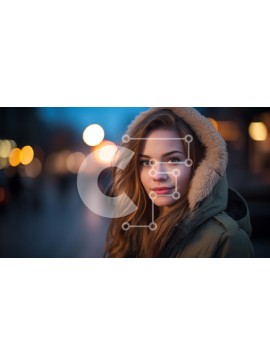 Intra Συλλεκτικό Ξύλινο Παζλ Plywood  4mm - Νεαρή γυναίκα στην αστική οδό τη νύχτα Σε Ξύλινο Κουτί - Διαστάσεις Puzzle: 10x10 cm – 25 κομμάτια