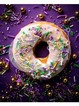 Σετ των 2 Intra Συλλεκτικό Ξύλινο Παζλ Plywood  4mm - Λαχταριστό ντόνατ με πολύχρωμα ψεκάσματα και χρυσές μπάλες Σε Ξύλινο Κουτί - Διαστάσεις: 10x10 cm – 25 κομμάτια