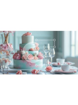 Σετ των 2 Intra Συλλεκτικό Ξύλινο Παζλ Plywood  4mm - Κομψή τούρτα τριών επιπέδων με ροζ και μπλε τριαντάφυλλα Σε Ξύλινο Κουτί - Διαστάσεις: 10x10 cm – 25 κομμάτια