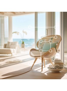 Intra Συλλεκτικό Ξύλινο Παζλ Plywood  4mm - Εκπληκτικό μοντέρνο σαλόνι με θέα στον ωκεανό Σε Ξύλινο Κουτί - Διαστάσεις Puzzle: 10x10 cm – 25 κομμάτια