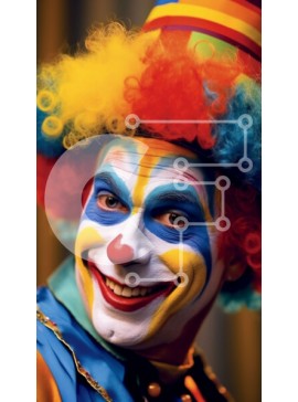 Intra Συλλεκτικό Ξύλινο Παζλ Plywood  4mm - Ευτυχισμένος κλόουν με πολύχρωμη περούκα και μακιγιάζ Σε Ξύλινο Κουτί - Διαστάσεις Puzzle: 10x10 cm – 25 κομμάτια